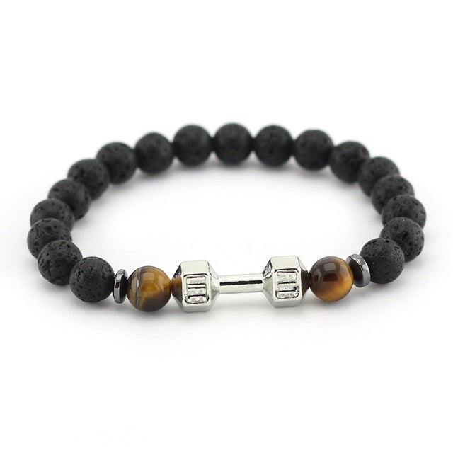 Dumbell Stone Bead Braclet-FITNESS ENGINEERING